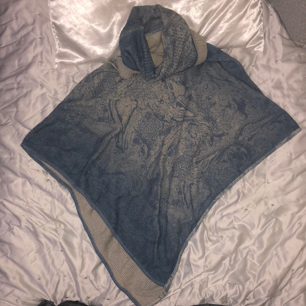 Anthropologie Soft Blue Poncho Sweater